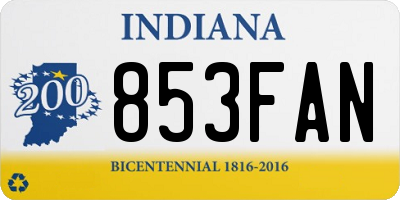 IN license plate 853FAN