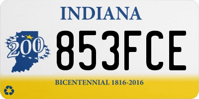 IN license plate 853FCE