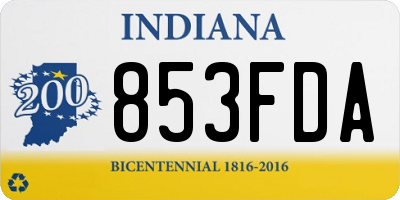 IN license plate 853FDA