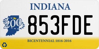 IN license plate 853FDE