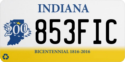IN license plate 853FIC