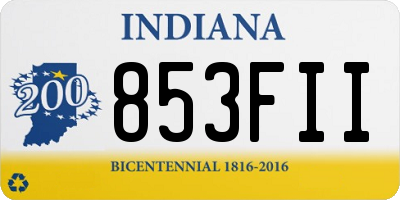 IN license plate 853FII