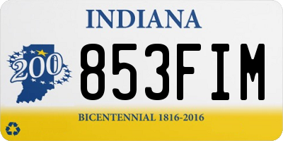 IN license plate 853FIM