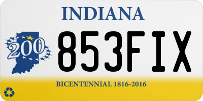 IN license plate 853FIX