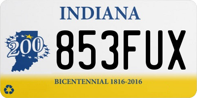 IN license plate 853FUX