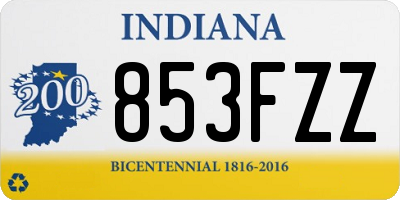 IN license plate 853FZZ