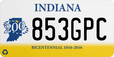 IN license plate 853GPC