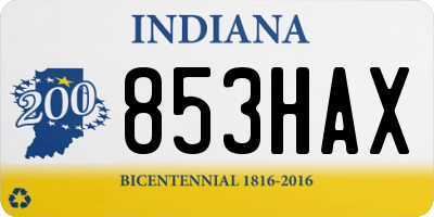 IN license plate 853HAX