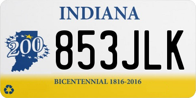 IN license plate 853JLK