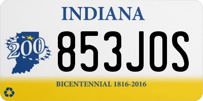IN license plate 853JOS