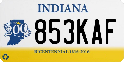 IN license plate 853KAF