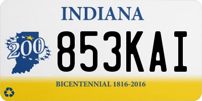 IN license plate 853KAI