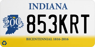 IN license plate 853KRT