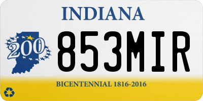 IN license plate 853MIR