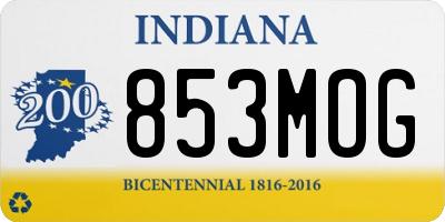 IN license plate 853MOG