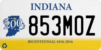 IN license plate 853MOZ