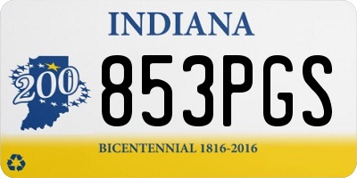 IN license plate 853PGS