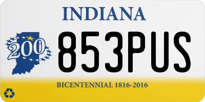 IN license plate 853PUS