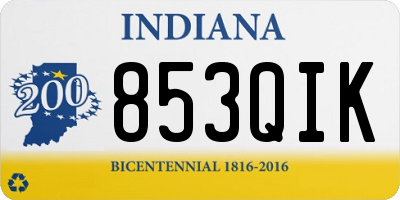 IN license plate 853QIK