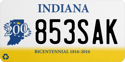 IN license plate 853SAK