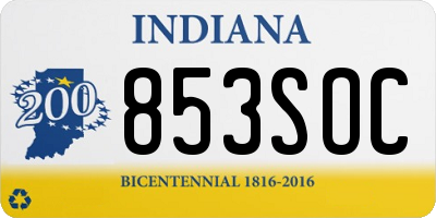 IN license plate 853SOC
