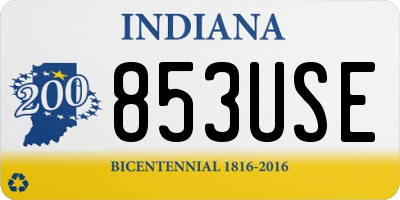 IN license plate 853USE