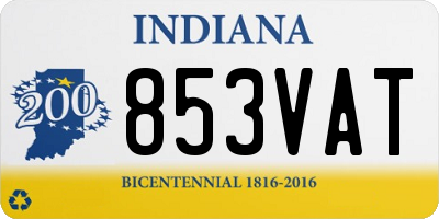 IN license plate 853VAT