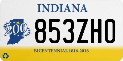 IN license plate 853ZHO