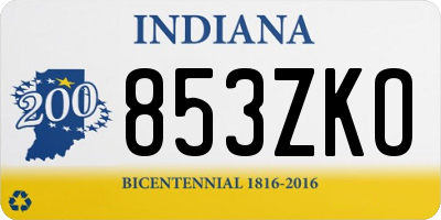 IN license plate 853ZKO