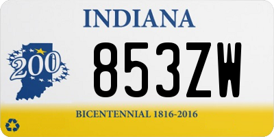 IN license plate 853ZW