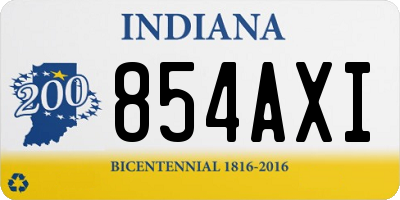 IN license plate 854AXI