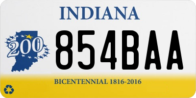 IN license plate 854BAA