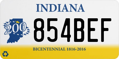 IN license plate 854BEF