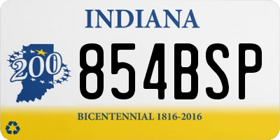 IN license plate 854BSP