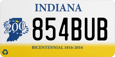 IN license plate 854BUB