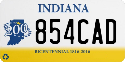 IN license plate 854CAD