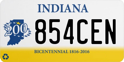 IN license plate 854CEN