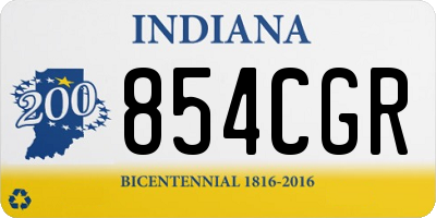 IN license plate 854CGR