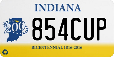 IN license plate 854CUP