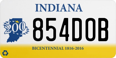 IN license plate 854DOB