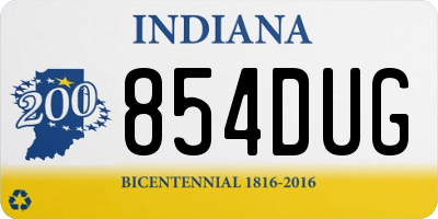 IN license plate 854DUG