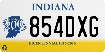 IN license plate 854DXG
