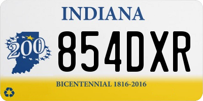 IN license plate 854DXR