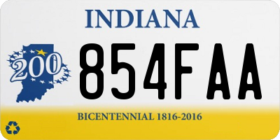 IN license plate 854FAA