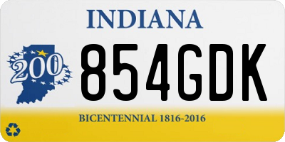IN license plate 854GDK