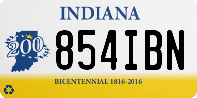 IN license plate 854IBN