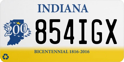 IN license plate 854IGX