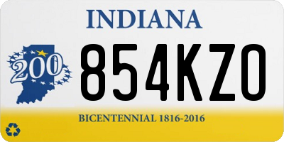 IN license plate 854KZO