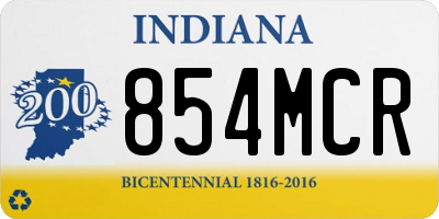 IN license plate 854MCR