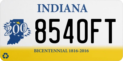 IN license plate 854OFT